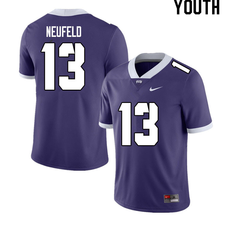 Youth #13 Jake Neufeld TCU Horned Frogs College Football Jerseys Sale-Purple